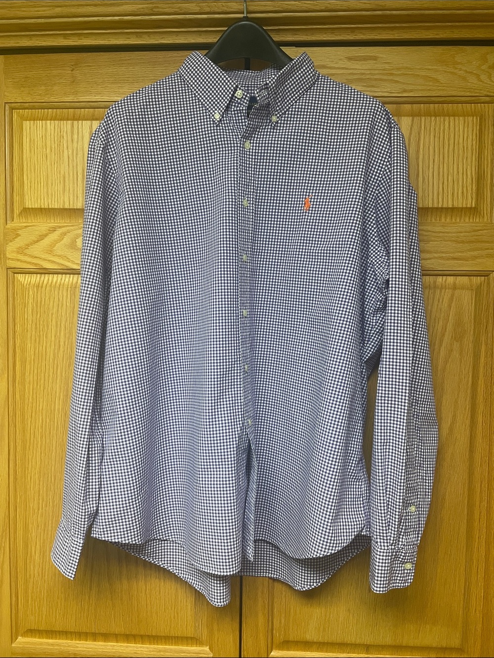 Ralph Lauren Purple and White Gingham Men's Dress Shirt - Size XXL